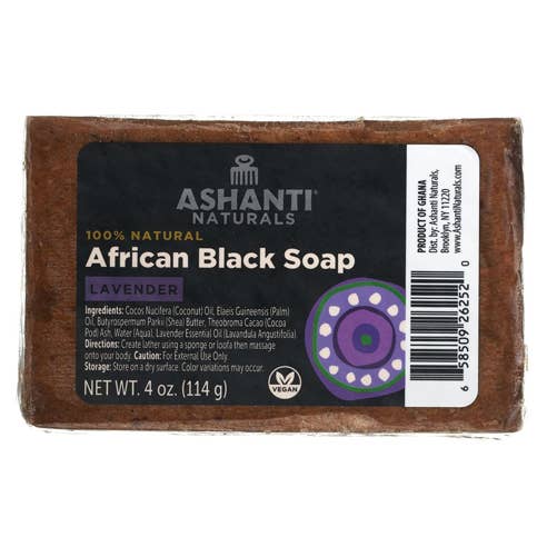 100% African Black Soap Bar - Lavender for wholesale by Ashanti Naturals