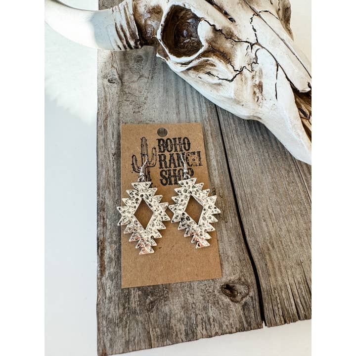 Boho Ranch Shop – wholesale Dangle earrings – Western Hammered Textured Aztec Dangle Earrings 3