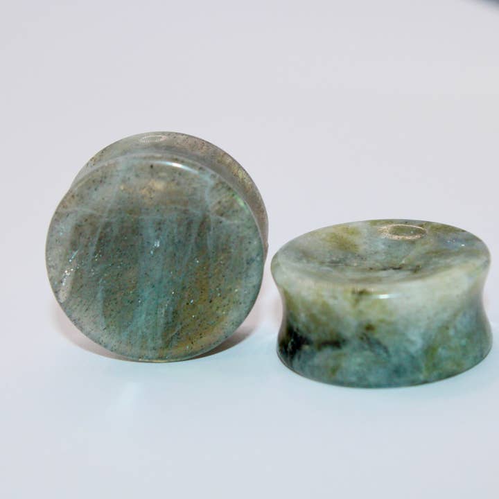 EC Plugs and Gems - Wholesale Gauge/Plug Earrings - Labradorite Plugs Double Flare - Gauges Pair2