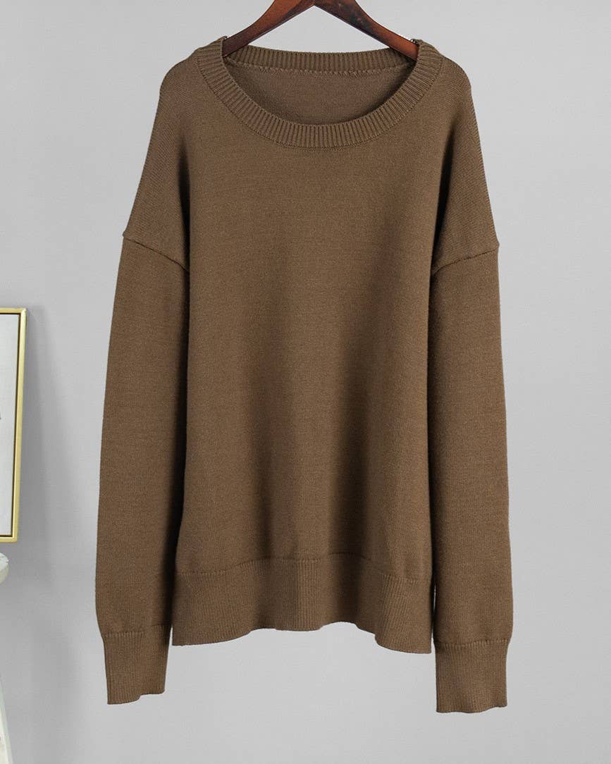 HIDDENBRAND - Wholesale Knit Sweater - Women's - Essential Basic Round Neck Sweater Top6