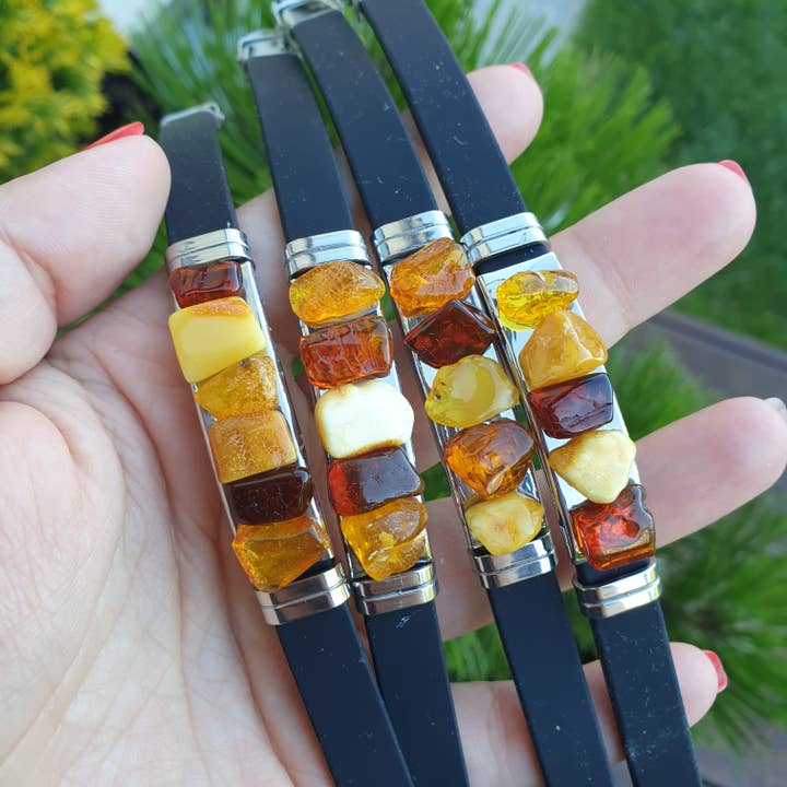 Pulseira âmbar Pulseira de borracha unissex Adultos ajustável por atacado de AmberLithuania