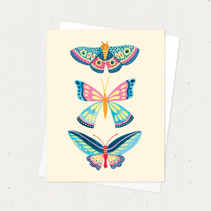 Bright Butterflies A2 Everyday Greeting Card on Recycled Pap for wholesale by Natalie Adams Studio