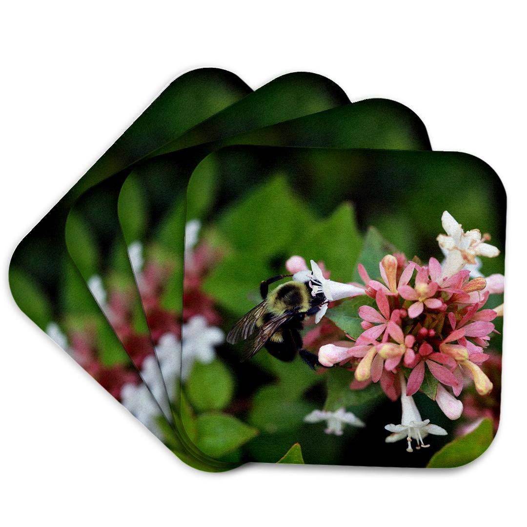 3dRose - Venta al por mayor Posavasos - 3dRose, Fotografía de una abeja con su cara metida en una flor de abelia., Posavasos7