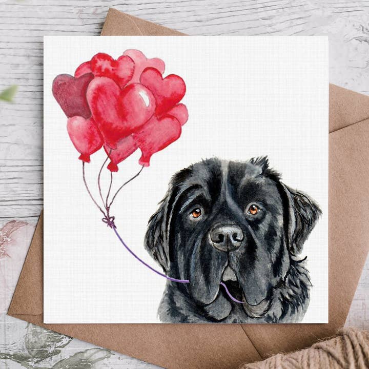 Newfoundland Dog Valentines Day Card for wholesale by Cloud Jellybean Art