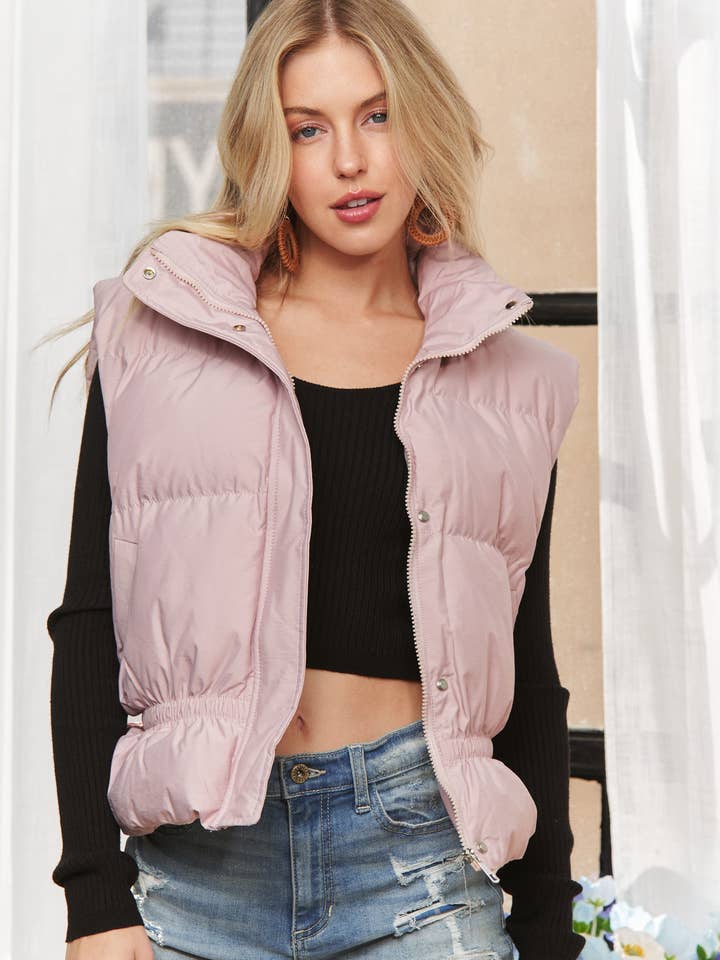 ADORA LA - Wholesale Outerwear Vest - Women's - CEJ3872- PUFFER VEST WITH CINCHED WAIST14