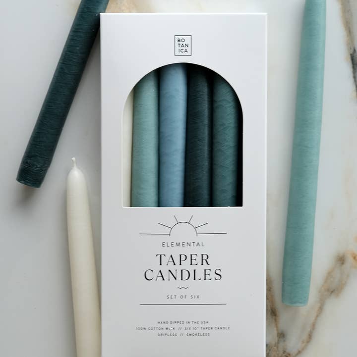 BOTANICA - Wholesale Tapered Candle/Candlestick - Taper Candle Collection, Set of 6 | WATER0