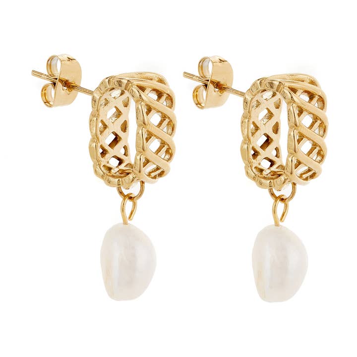 Woven Drop Pearl Earrings for wholesale by Ballinger