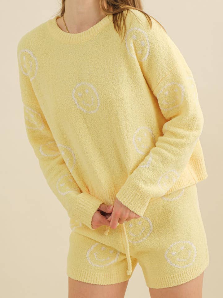 17661SET - Cozy Sweater Top with Matching Elastic Shorts Set for wholesale by Blue B