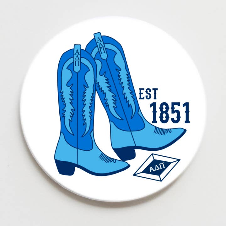 Good Vibez Collegiate - Wholesale Lapel Pin/Button - Alpha Delta Pi Greek Boot Button (2.25 inch or 3.00 inch)0