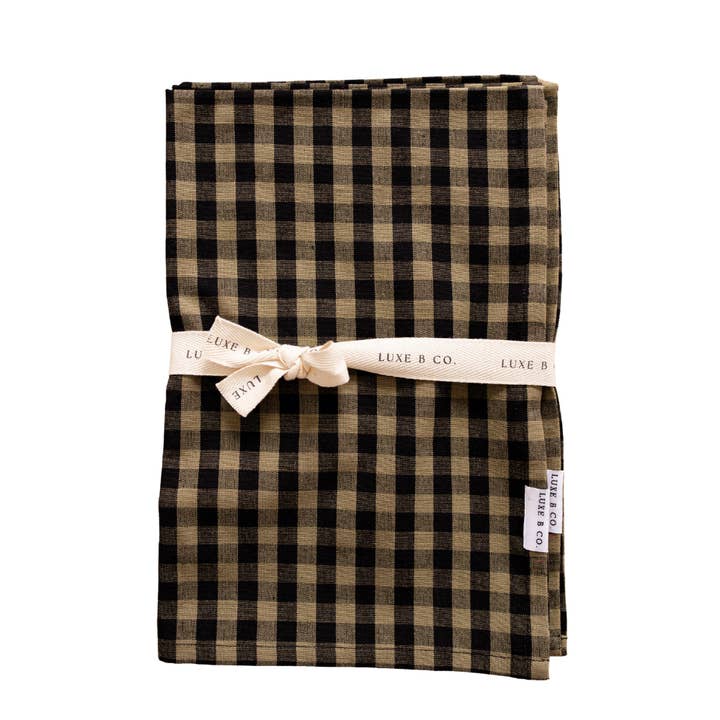 Luxe B Co - Vendita all'ingrosso Strofinacci - Strofinacci da cucina Gingham verde oliva Luxe B Co. Set di 20