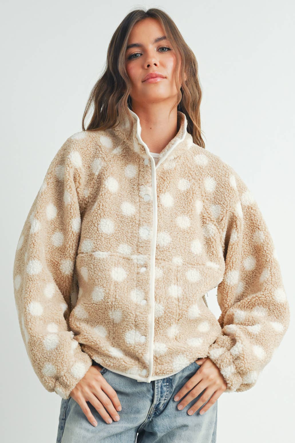 BUTTERMELON - Wholesale Jacket - Women's - Fall/Winter Polka Dot Button Down Jacket - BMJ742017