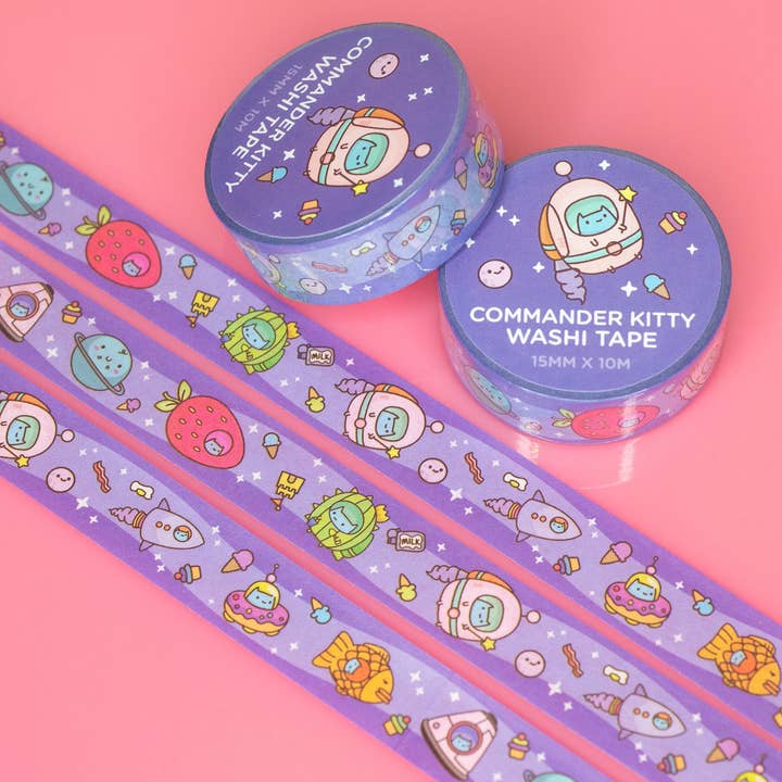 Commander Kitty Washi Tape for wholesale by Robot Dance Battle