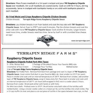 Recipe Card Raspberry Chipotle Sauce for wholesale by Terrapin Ridge Farms