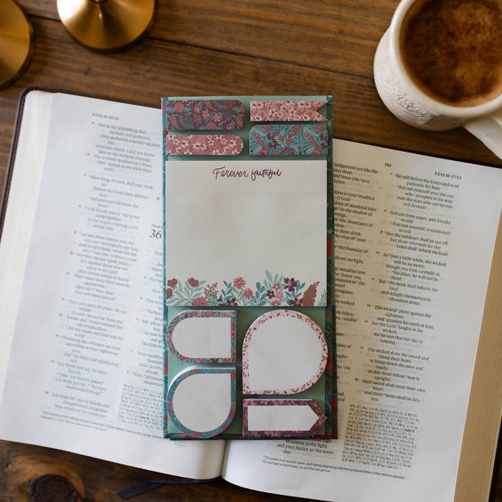 The Daily Grace Co - Wholesale Sticky Notes - Sticky Note Set | Teal Blooms