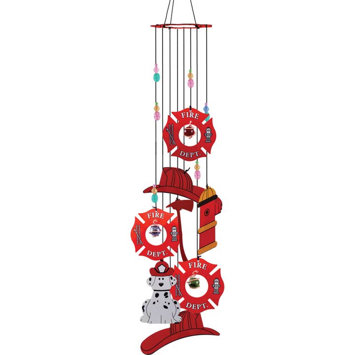 Firefighter Metal Wind Chime for wholesale by Spoontiques, Inc