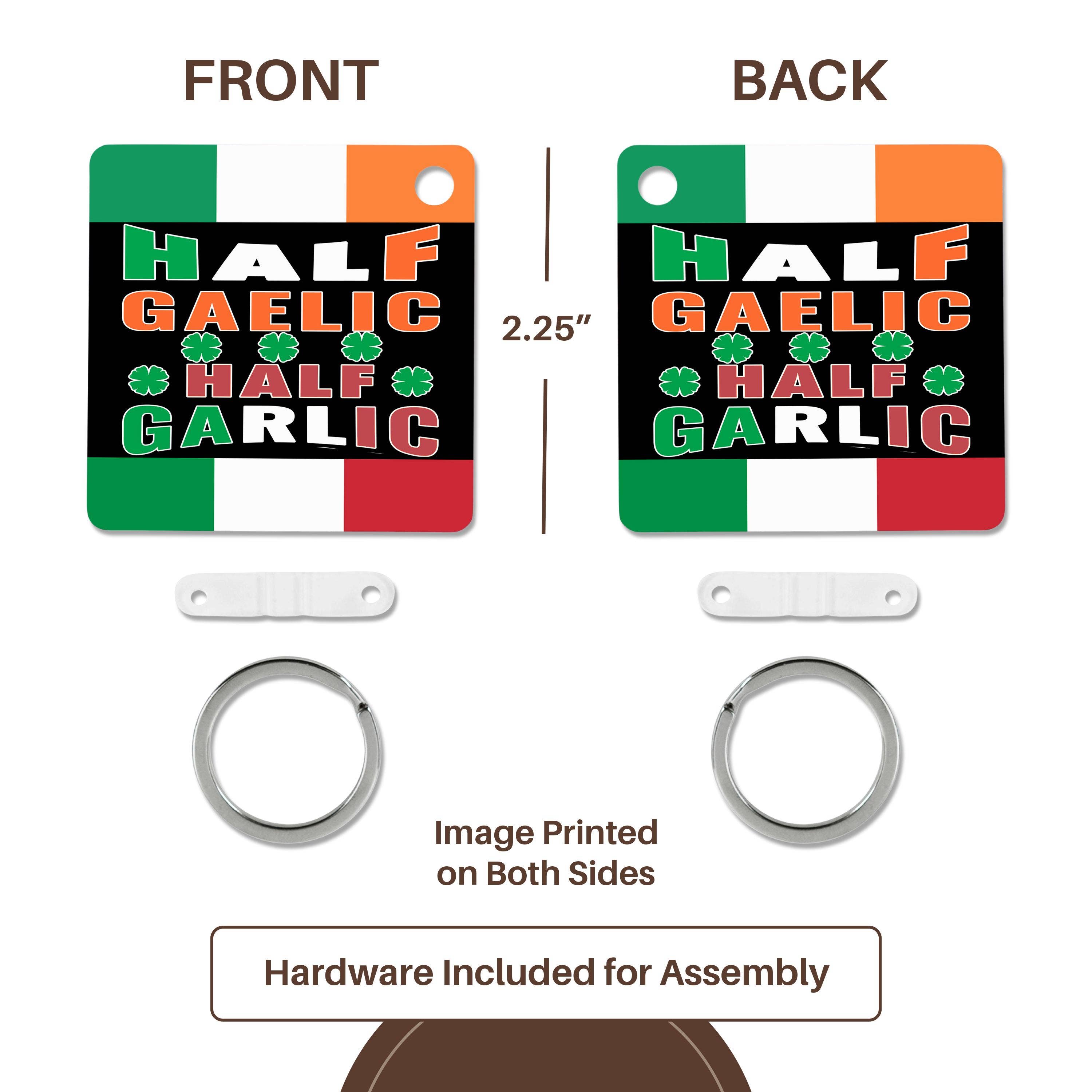 3dRose – Großhandel Schlüsselanhänger – Unisex – 3dRose, Halb Gälisch Halb Knoblauch Irisch Italienische Flagge Vierblättriges Kleeblatt, 3dramm, Schlüsselanhänger4