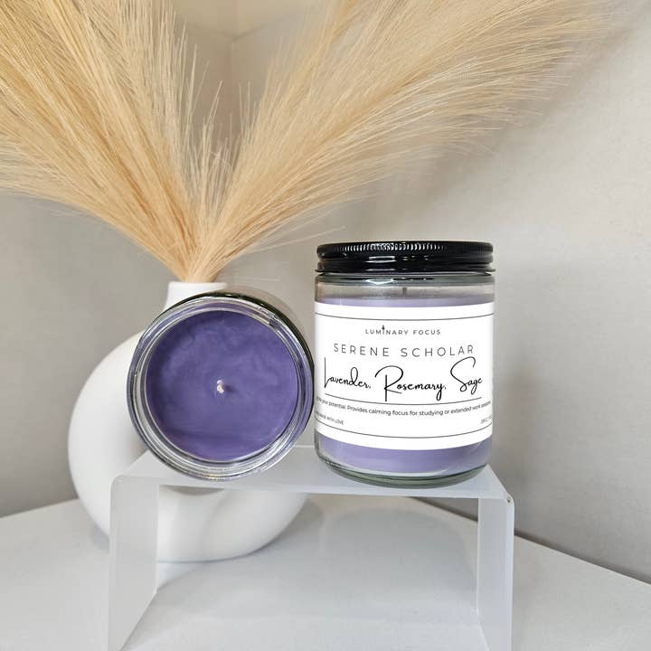 Lavender & Rosemary Candle – 8oz Clear Soy Blend Herbaceous for wholesale by Luminary Focus