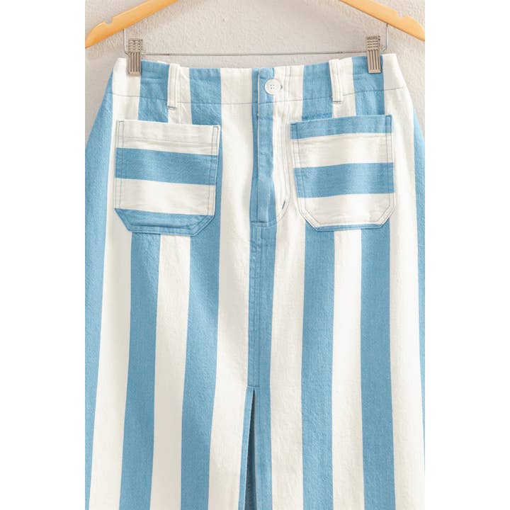 HYFVE - Wholesale Skirt - Women's - DZ25A701-Striped Pocket Detail Maxi Skirt