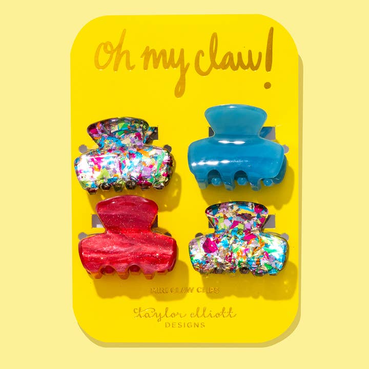 Taylor Elliott Designs - Wholesale Hair Clip - Women's - Claw Hair Clips - Mini - Colorful Confetti - Set of 4