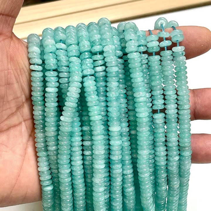 6mm Amazonite Quartz Gemstone Heishi Tire Beads Strands for wholesale by TRIVENI USA INC