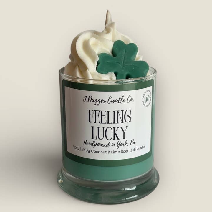 Lucky Shamrock St.Patrick's Day Soy Dessert Candle , 12oz. for wholesale by J Dagger Candle Co.