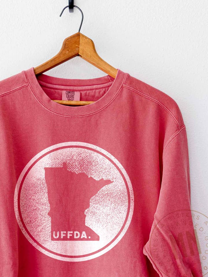 Uffda Minnesota grafisk tröja - Statlig frimärkesdesign för wholesale av Minnesota Sisters