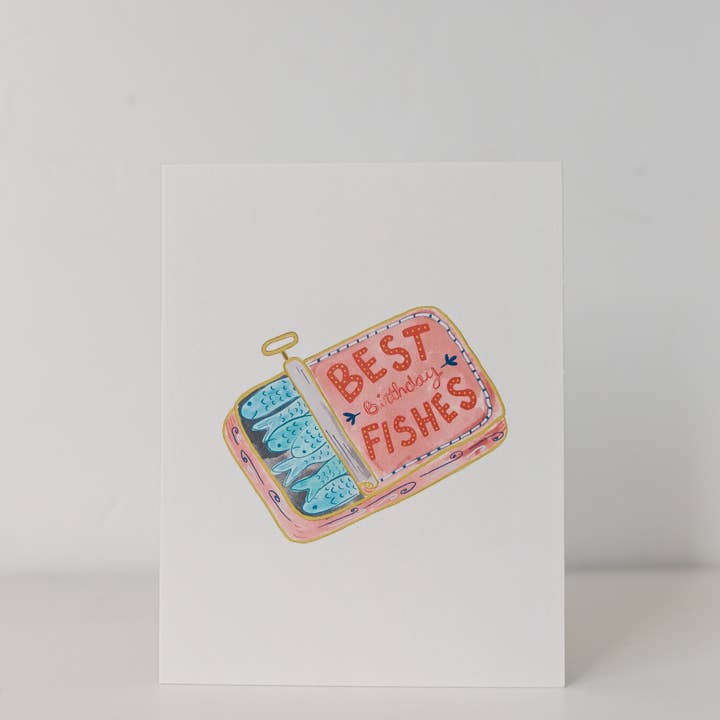 Marigold Press – Großhandel Geburtstagskarten – Lustige Sardinen-Geburtstagskarte mit Motiv „Best Birthday Fishes“1