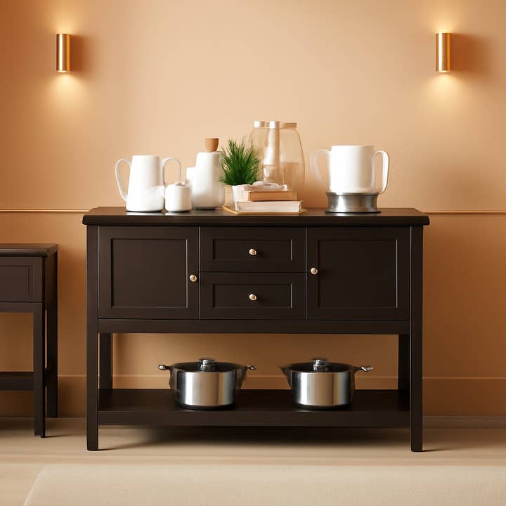 Coffee Brown Wood Buffet Server With Cabinets And Drawers for wholesale by ShipItFurniture