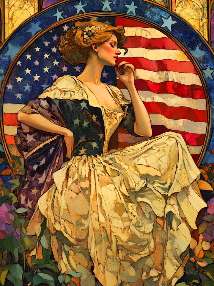 Vintage American Liberty - Amerikanske USA patriotiske vægkunsttryk - 8 „x10" kunsttryk til 11 „x14" ramme for engroshandel hos Mowbi