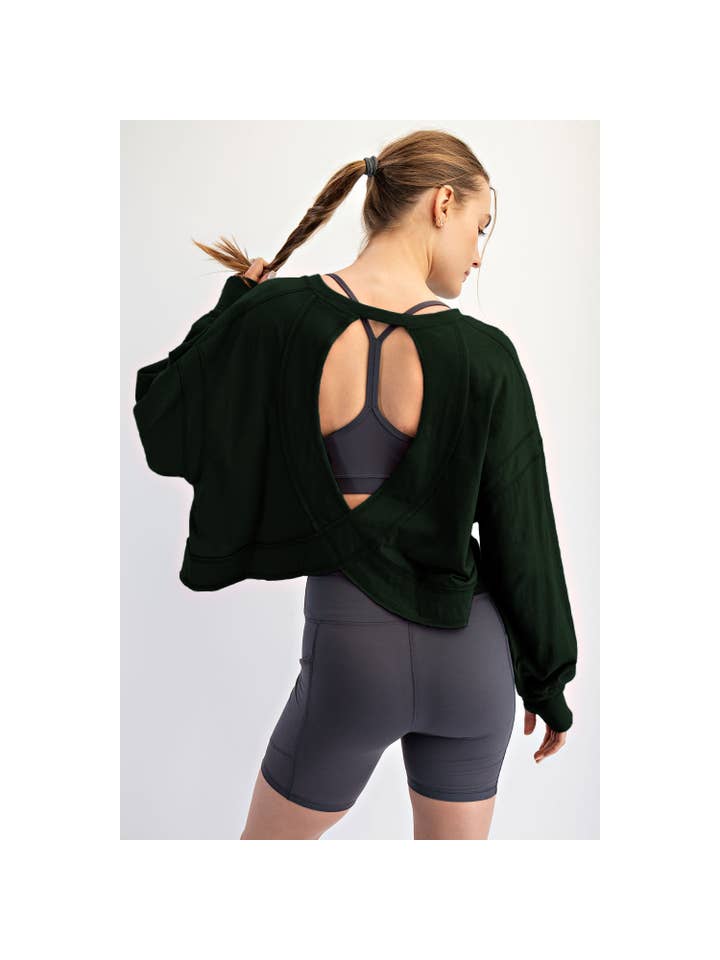 Rae Mode - Wholesale Lounge Top - Women's - COTTON SLUB OPEN BACK LONG SLEEVE TOP12