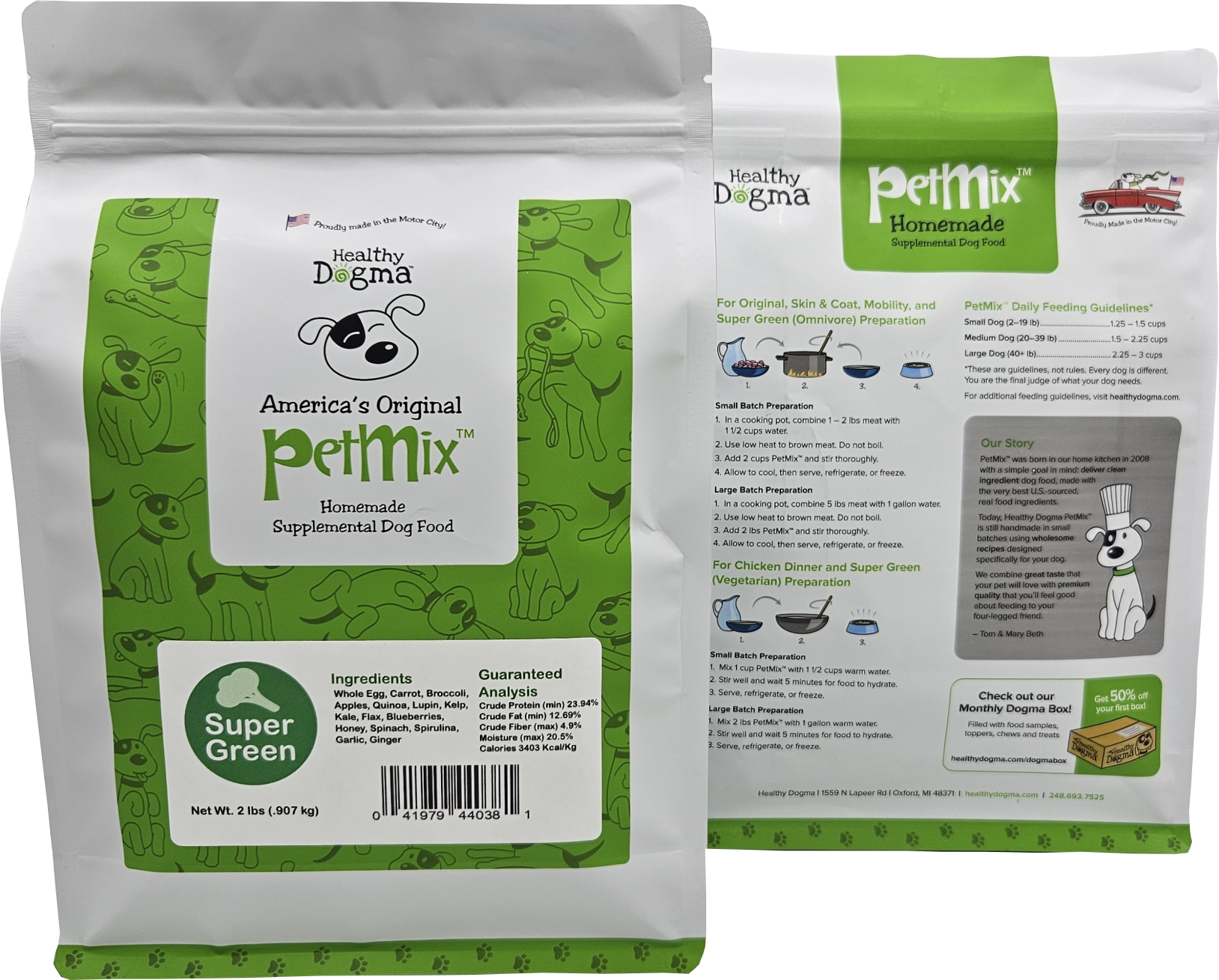 Healthy Dogma - Vente Nourriture – chien - Nourriture déshydratée pour chiens PetMix™ Super Green1