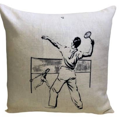 Summer Sports/ Vintage Badminton Pillow for wholesale by Ox Bow Decor