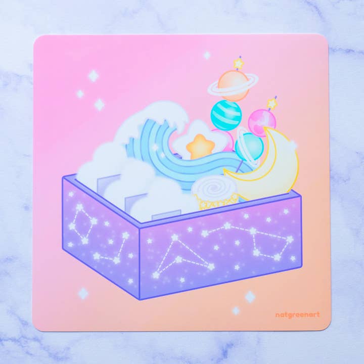 Cosmic Bento Box Mini Art Print (5 x 5") for wholesale by NatGreenArt