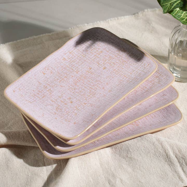 Pink Juta Rectangular Platter Medium 10.63 x 6.3 " Litchi for wholesale on Faire1