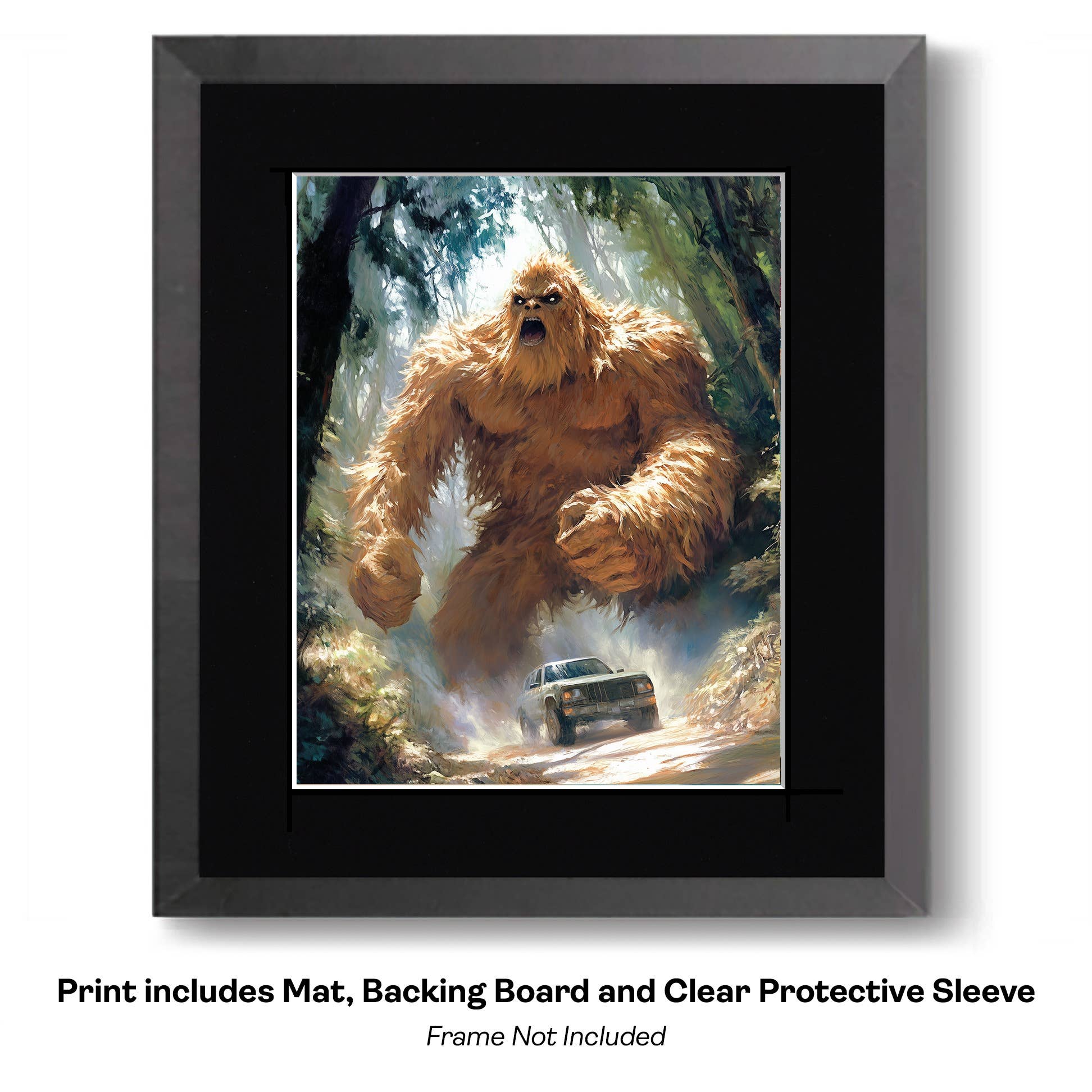 Mowbi - Vendita all'ingrosso Stampa artistica - Tipo Tosto, Bigfoot: Credi in Te Stesso - Stampe d'Arte di Criptidi - Stampe di Bigfoot – Opera d'Arte 8″x8″ in Passepartout 12″x12″14