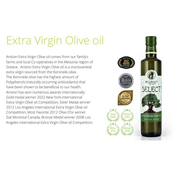 Ariston Specialties - Wholesale Olive Oil - Select Extra Virgin Olive Oil 16.9oz (500 ml)20