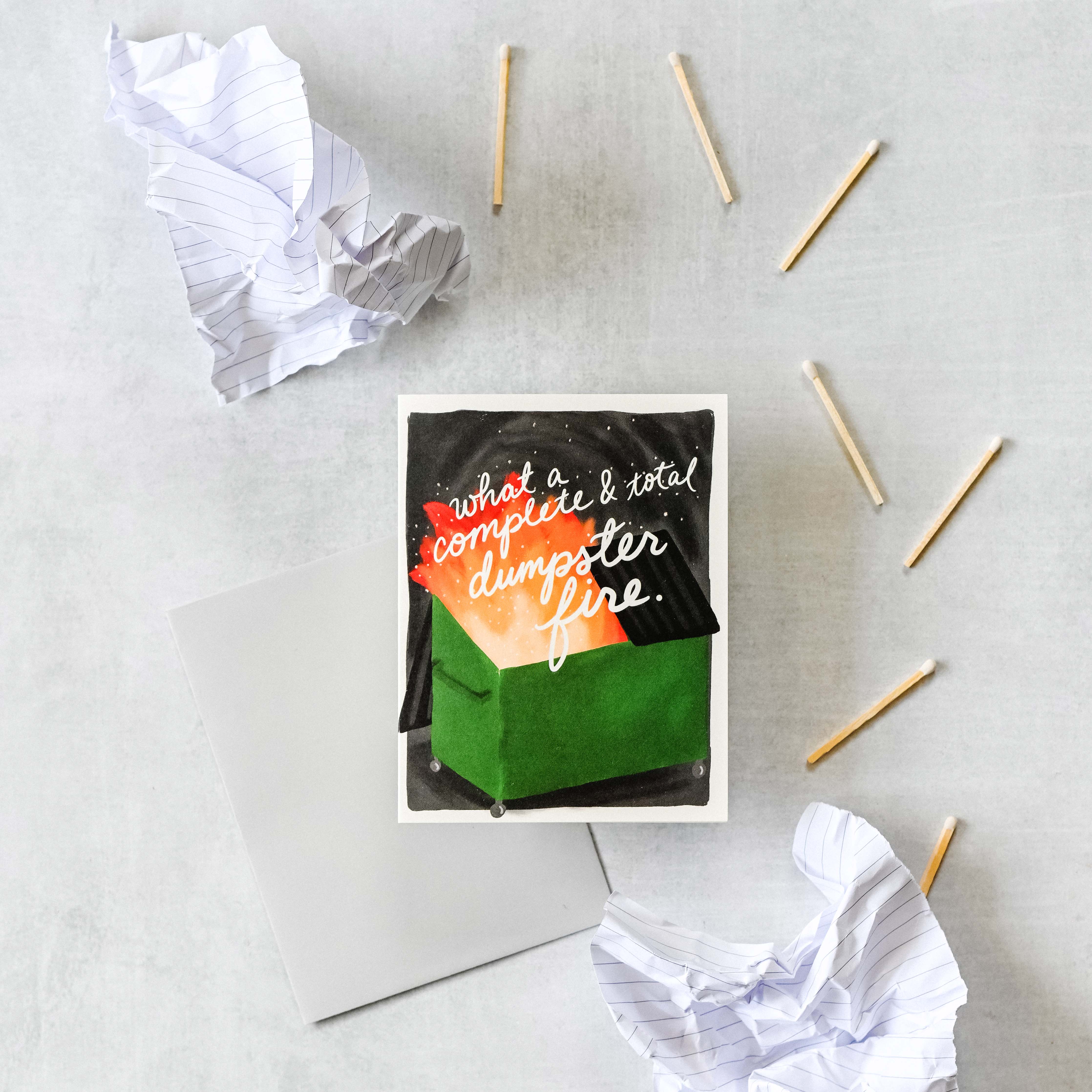 Slightly Stationery – wholesale Sympatikort – Dumpster Fire Card | Sympathy Dumpster Fire Card1