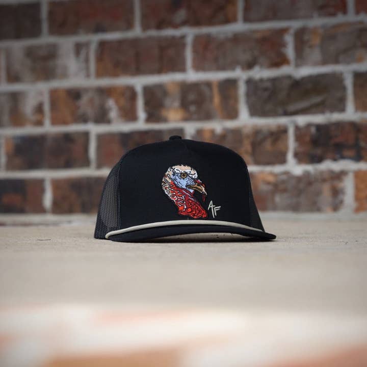 American Fetcher - Wholesale Flat Brim Cap - Men's - Turkey Head - All Black Rope