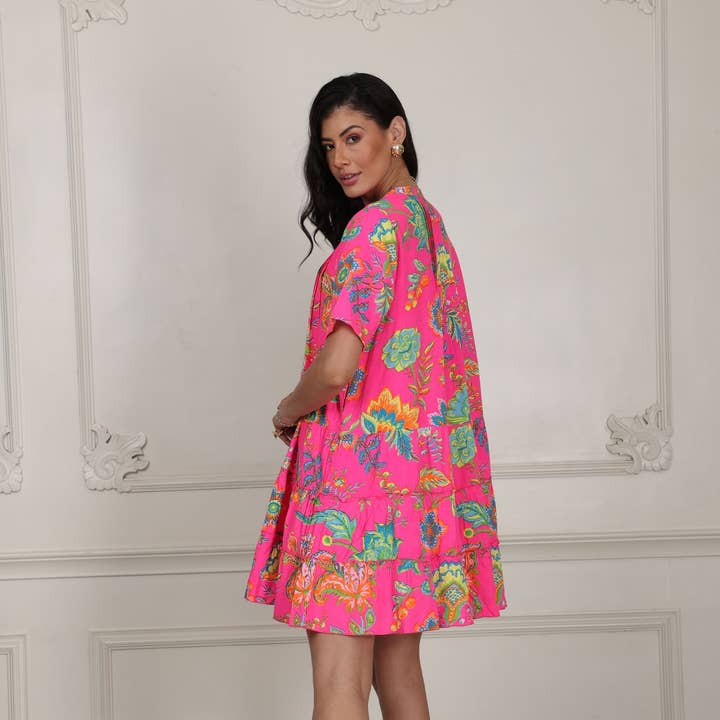 mehrfarbig 4053 Kurzärmeliges Stufenkleid für den Großhandel auf Faire1