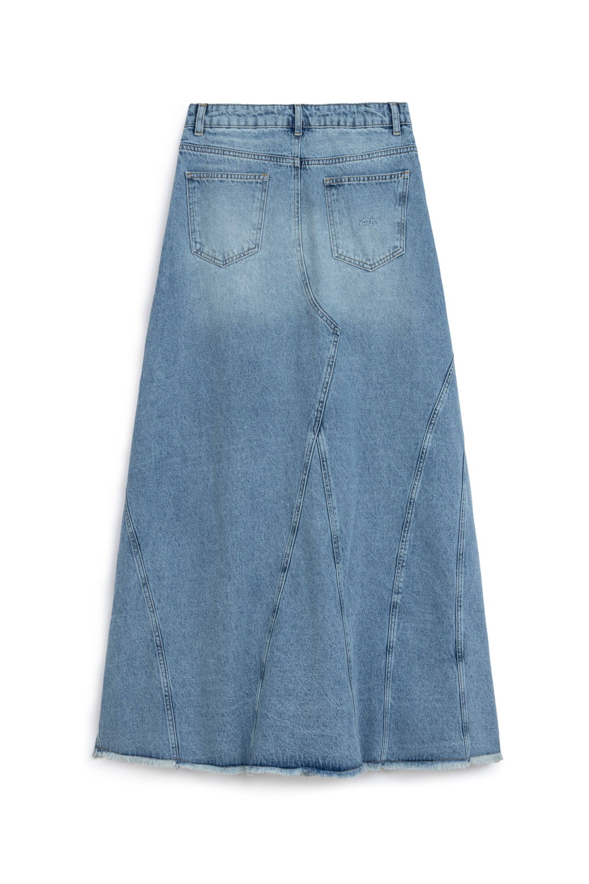 Blue Slit Detailed Maxi Denim Skirt for wholesale on Faire7