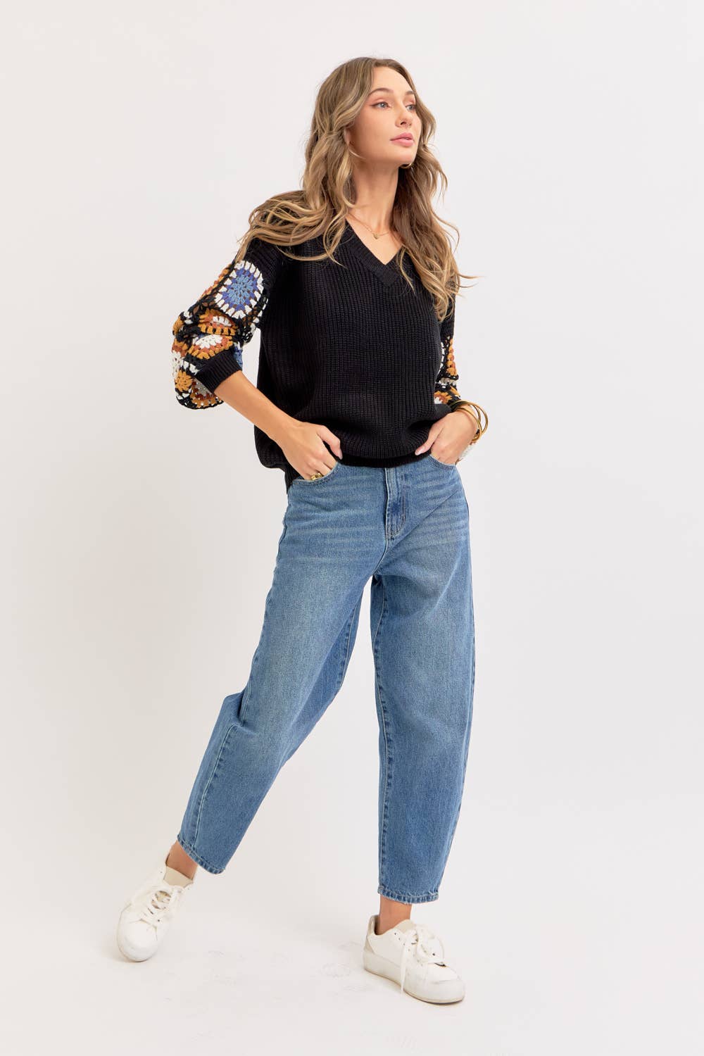 Sweet Lovely by Jen - Wholesale Knit Sweater - Women's - CROCHET PATCHWORK SWEATER38