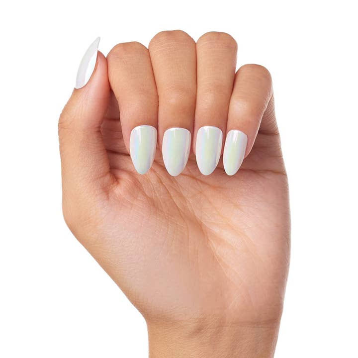 Glamnetic - Wholesale Press-On/Fake Nails - Moonlight Press-On Nails|Pearlescent White| Short Almond5