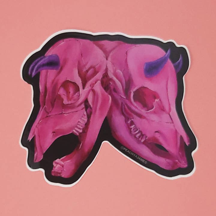 Autocollant en vinyle Twins - Crâne de vache conjoint pour la vente par PeachyxJames