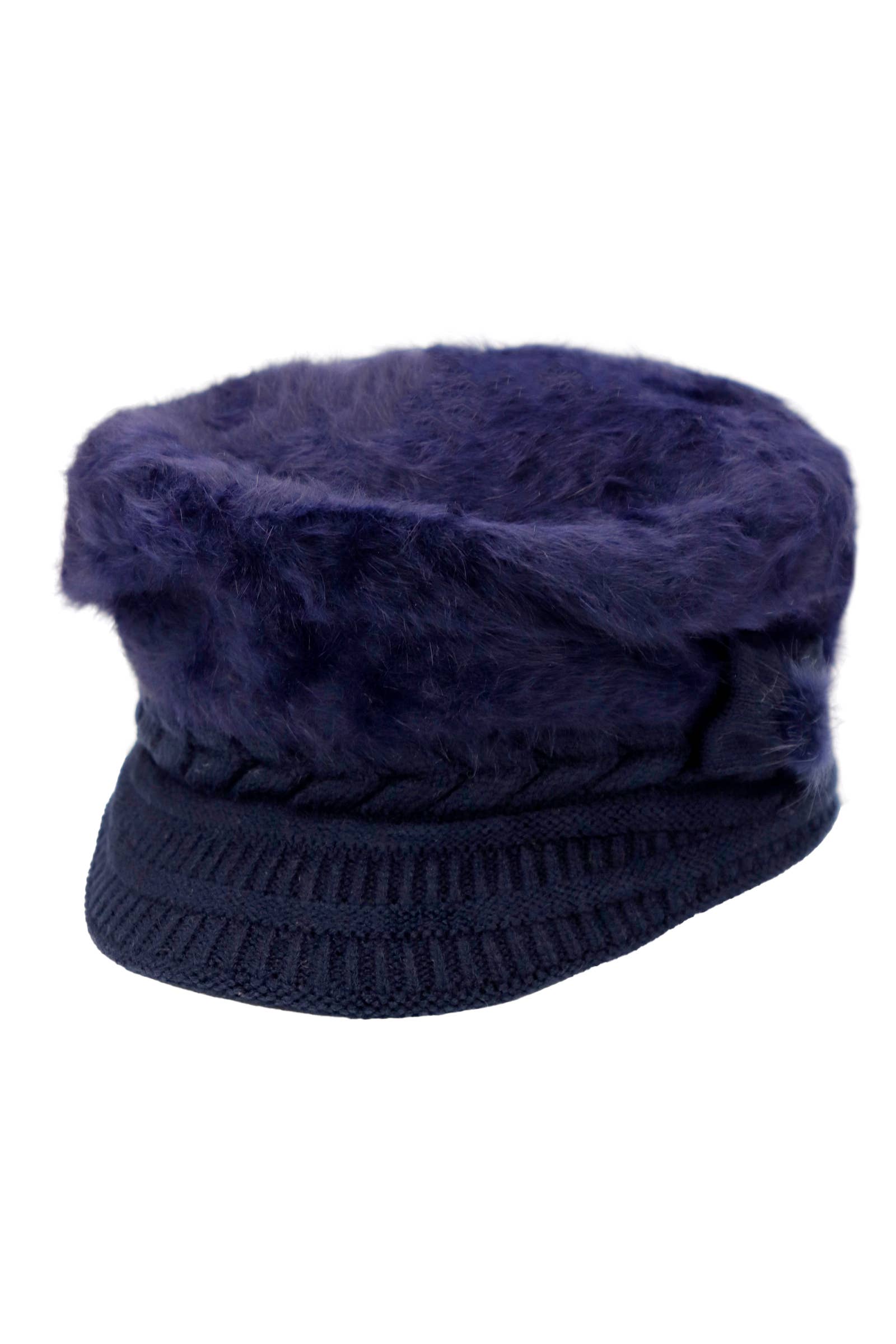 Cap Zone - Wholesale Newsboy/Schoolboy Hat - Women's - Vegan Angora Fur Chevron Knitted Fiddler Cap11