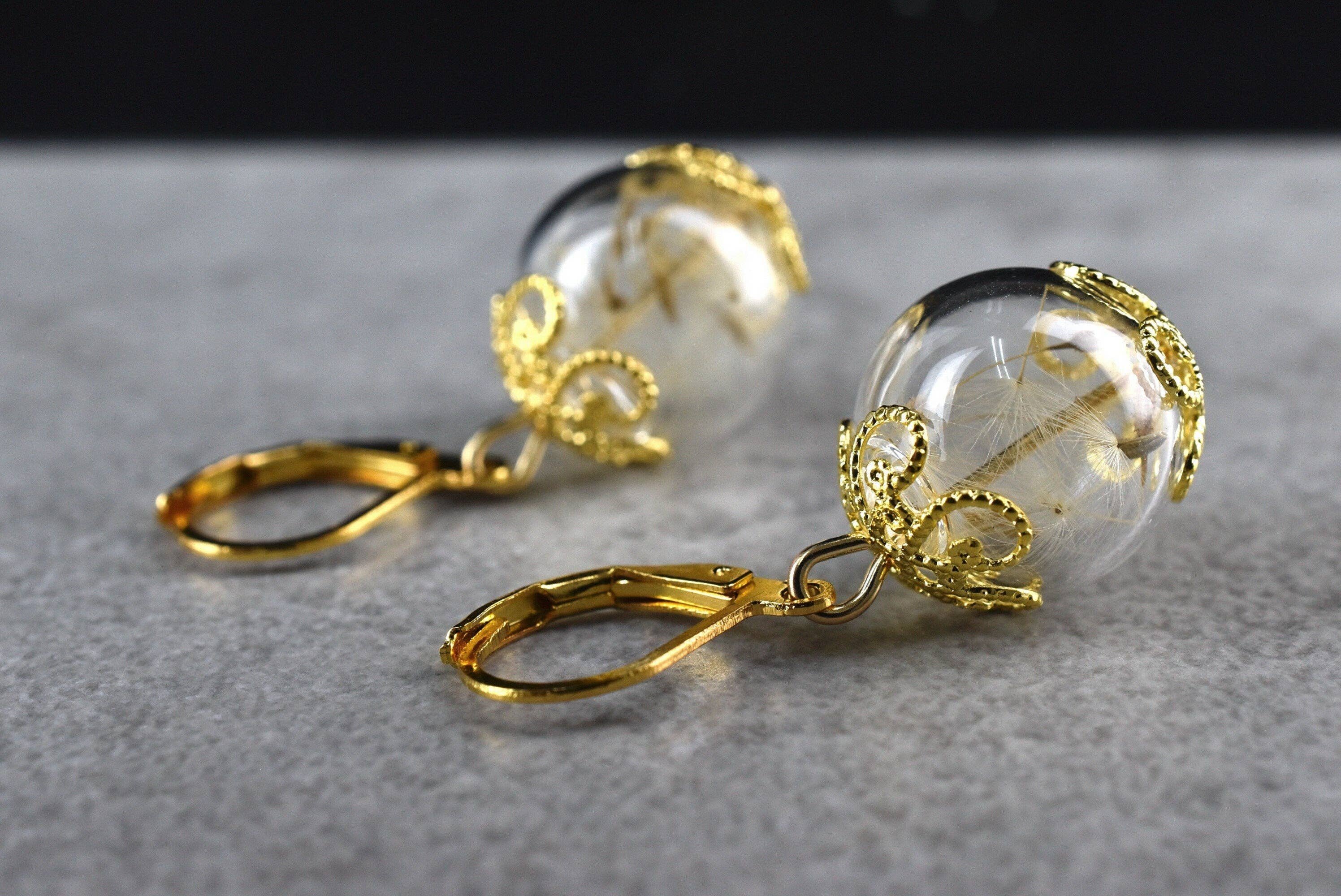 MadamLili - Wholesale Dangle Earrings - Real dandelions earrings, gold earrings with lion's fur9