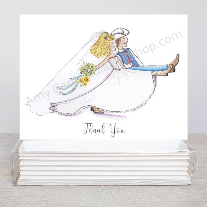 Thank You - Country Wedding March Boxed Note Cards for wholesale by Lula Bell Cards and Gifts