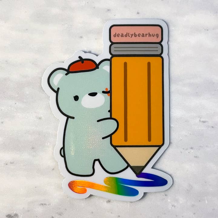 Artist Vibes Deadly Waterproof Holographic Vinyl Sticker for wholesale by deadlybearhug