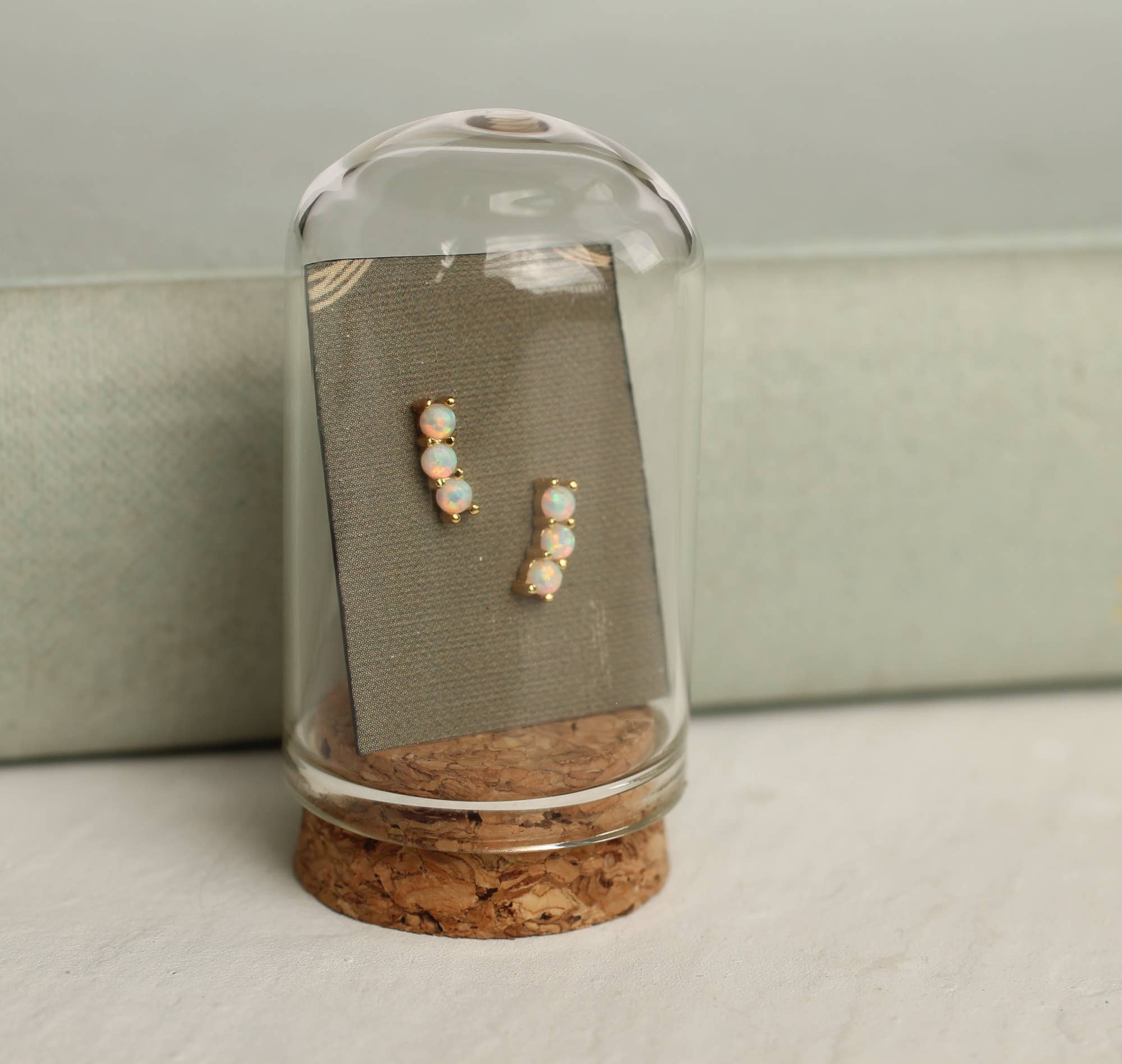 Silk Purse, Sow's Ear - Wholesale Stud/Post Earrings - Stacked Opal Stud Earrings3