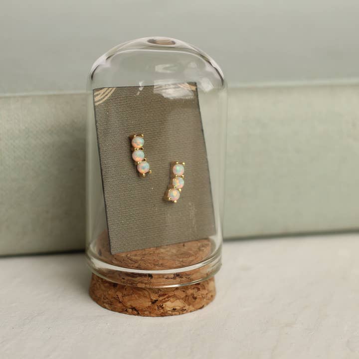 Silk Purse, Sow's Ear - Wholesale Stud/Post Earrings - Stacked Opal Stud Earrings3