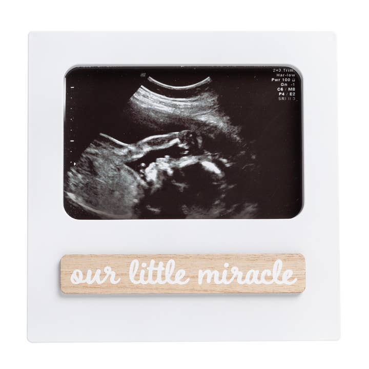 Our Little Miracle Sonogram Frame, White for wholesale by Kate & Milo